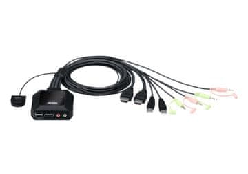 Aten HDMI 4K KVM preklopnik s 2 USB priključka, daljinskim upravljačem, 4096 x 2160 px, CS22H-AT