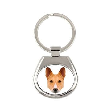 Basenji, Basenji, Kongoanski pas - geometrijski privjesak za ključeve s fotografijom i natpisom