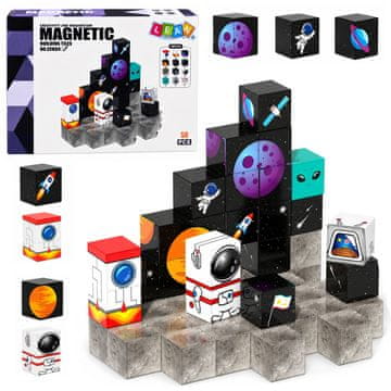 slomart Magnetni blokovi kocke 50 kom. motivi svemira 3D