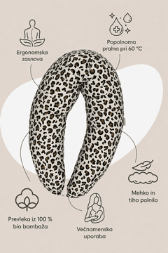 HOBEA Nosečniška i sa dojenje jastuk XXL PREMIUM 190 x 76 cm | Bio bombaž | OEKO-TEX | Ergonomska jastuk sa spanje i dojenje