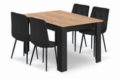 BE Set NP stola 120x80cm Craft Black + 4 crne stolice Libra