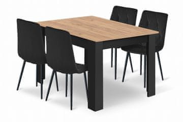 BE Set NP stola 120x80cm Craft Black + 4 crne stolice Libra