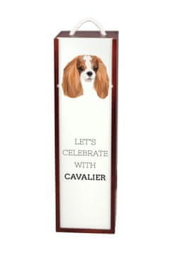 Cavalier King Charles španijel - geometrijska kutija za vino s fotografijom i natpisom