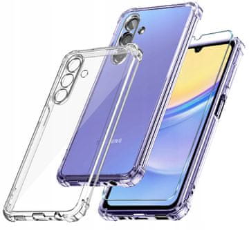 Futrola za Samsung Galaxy A15 4G/A15 5G, prozirna stražnja strana otporna na udarce + staklo