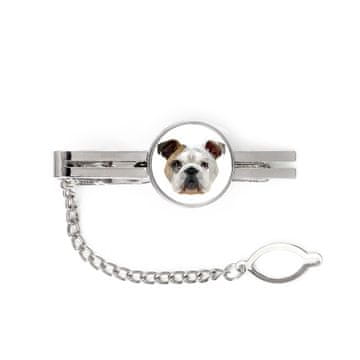 Engleski buldog, Bulldog - geometrijska kopča za kravatu s fotografijom i natpisom