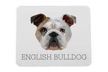 Engleski buldog, Bulldog - geometrijska podloga za miša s fotografijom i natpisom