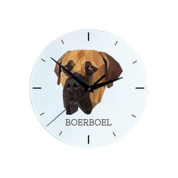 Boerboel, južnoafrički mastif - geometrijski zidni sat s fotografijom i natpisom