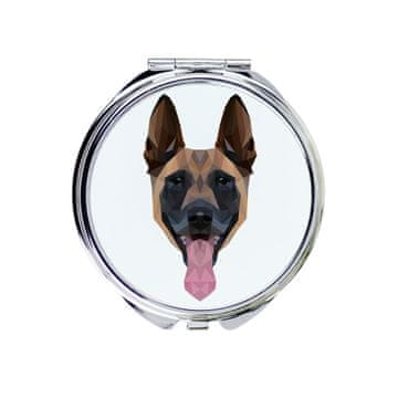 Malinois belgijski ovčar - ogledalo s fotografijom i geometrijskim natpisom