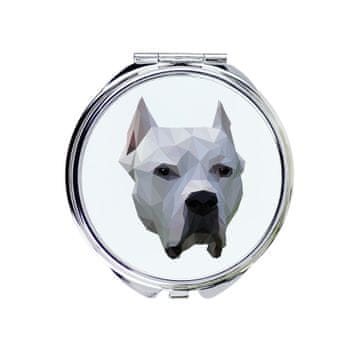 Argentinski pas, Dogo Argentino - ogledalo s fotografijom i geometrijskim natpisom tvrtke