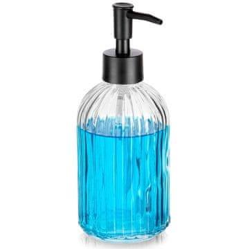 Northix Stakleni dozator sapuna, 400 ml - prozirni, rebrasti dizajn