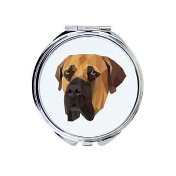 Boerboel, južnoafrički mastif - ogledalo s fotografijom i geometrijskim natpisom tvrtke