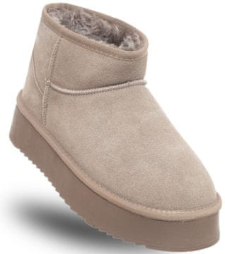 ŽENSKE KOŽNE ČIZME DO GLEŽNJAČE - - SSW421P05/03 HUGH PLATFORM TAUPE 40