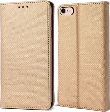 Futrola za iPhone 7 / 8 / SE pametna magnetska futrola za knjige zlatna + staklo