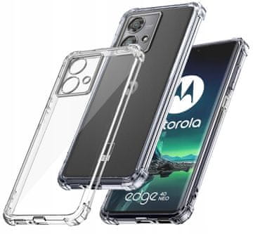 Futrola za Motorola Moto edge 40 Neo, prozirna, otporna na udarce, stražnja strana + staklo