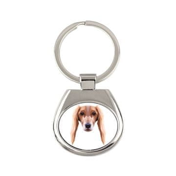 Perzijski hrt, Saluki - geometrijski privjesak za ključeve s fotografijom i natpisom