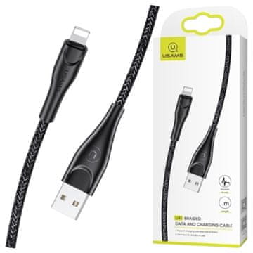 USAMS USAMS pleteni kabel U41 lightning 3m2A crni/black SJ397USB01 (US-SJ397) Fast Charge