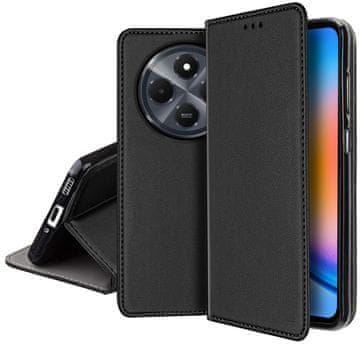 Preklopna futrola za Xiaomi Redmi 14C pametnu magnetsku knjigu crna + staklo