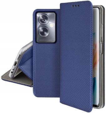 Maska za Oppo A79 5G pametnu magnetnu futrolu s zatvaračem, tamnoplava + 9H staklo