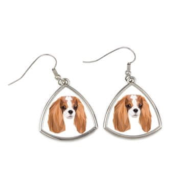 Naušnice Cavalier King Charles španijela s fotografijom i natpisom geometrijskog psa