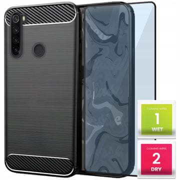 Futrola za Xiaomi Redmi Note 8t s karbonskom zaštitom, oklopna stražnja maska + staklo