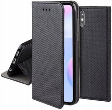 Futrola za Xiaomi Redmi 9A / 9AT / 9i pametna knjiga crna Novčanik + Staklo
