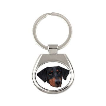 Doberman, Dobermann - geometrijski privjesak za ključeve s fotografijom i natpisom