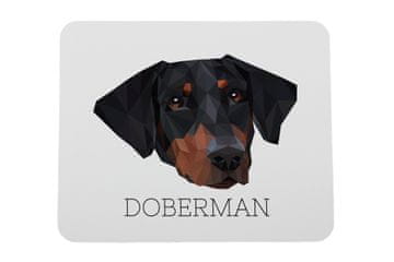 Doberman, Dobermann - geometrijska podloga za miša s fotografijom i natpisom