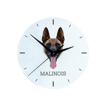Malinois belgijski ovčar - geometrijski zidni sat s fotografijom i natpisom