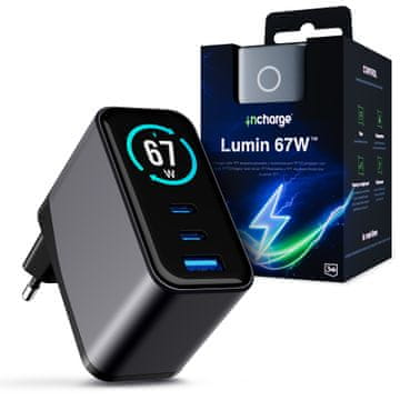 3M Dodatna oprema - InCharge Lumin PD 67W QC4+ PPS AFC FCP SCP 1A2C TFT zaslon crno/siva