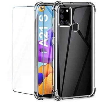 Futrola za Samsung Galaxy A21S otporna na udarce, prozirna ojačana stražnja strana + staklo