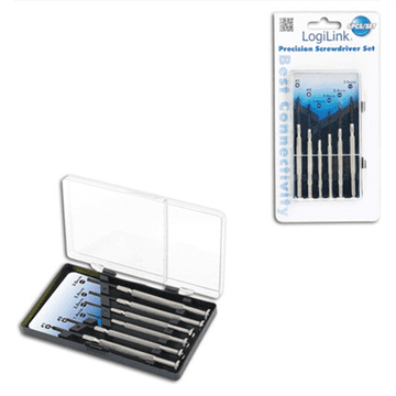 LogiLink set odvijača | 6 kom | Prijenosna kutija uključena. Uključuje: 1x plosnati odvijač 1,4 mm, 1x plosnati odvijač 2,0 mm, 1x plosnati odvijač 2,4 mm, 1x plosnati odvijač 3,0 mm, 1x odvijač
