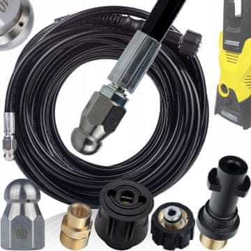 Rosfix HydroFlex Pro 20M - Produžetak za kanalizacijsko crijevo i perač pod tlakom | Bajonetni K2-K7 adapter | M22 i Click Connect konektori | 180 bara | Univerzalni 2-u-1 set