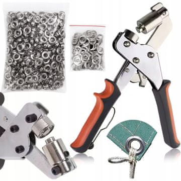 Rosfix GripFix ProMag 500 - Ručni stroj za magnetske rupice + 500 rupica | Stroj za rupice za banere i cerade | 10 mm | Za oglašavanje, tkanine i PVC materijale