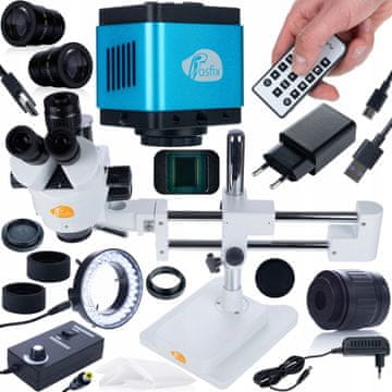 Rosfix Jupiter Pro MSJP-T-SDMS1 trinokularni stereo mikroskop + Aquarius PRO KMAP-HDMI-USBC 8.29mp kamera Plantes PRO serije + 144xLED osvjetljivač
