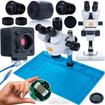 Rosfix Komplet mikroskopa Mercury Pro MSMP-T-PS1 i kamera Crux PRO KMCP-HDMI-USB 5mp serije Plantes PRO + silikonska podloga (baza sa željeznim postoljem) 480x320mm
