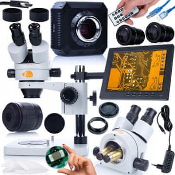 Rosfix Rosfix Mercury Pro MSMP-T-PS1 mikroskopski komplet s kamerom ORION Pro KMOP-HDMI-USBI serija Plantes PRO s nosačem za zaslon od 196 mm i zaslon od 8
