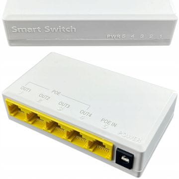 Repeater POE 104JS | 1x ulaz 4x izlaz | 24W | 4x 10/100 Mbps | 57V | IEEE802.3af/at | 100m | Kompaktan 100×51×23 mm | Za IP kamere
