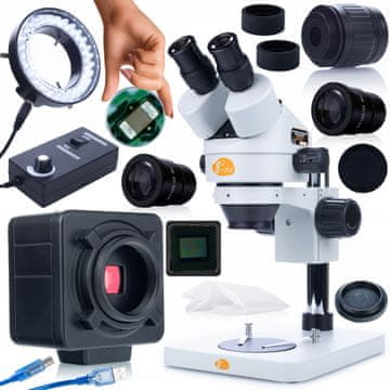 Rosfix Komplet mikroskopowy Mercury Pro MSMP-T-PS1 s kamerom Crux PRO KMCP-HDMI-USB 5 mp Seria Plantes PRO i rasvjetom za mikroskop 56xLED