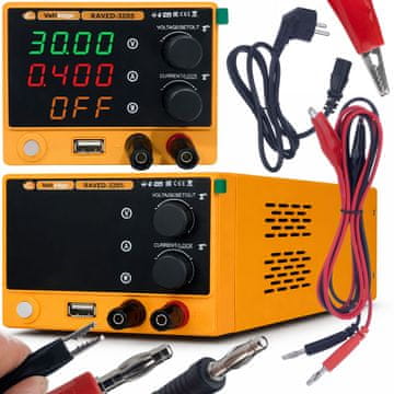 Rosfix VoltEdge RAVED-3205 - DC laboratorijsko napajanje | 0-32V | 0-5A | USB QC 18W | Kompaktno | CV/CC | Digitalni zaslon