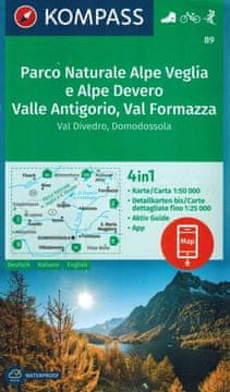 Parco Naturale Alpe Veglia e Alpe Devero Valle Antigorio, Val Formazza. Vodootporna turistička karta 89. izdanje 2023. Kompas