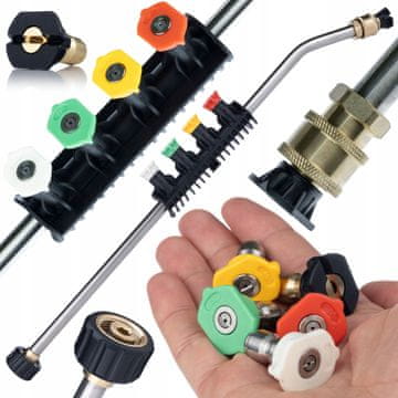 Rosfix PowerJet M22 Universal 5Q - Koplje 1/4" + 5 mlaznica | Navoj M22x1,5 | Za Karcher, Bosch i ostale perače M22 | 200 bara | 60°C