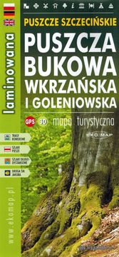 Šume Szczecin: Bukova šuma, Wkrzańska šuma i Goleniowska šuma. Laminirana turistička karta. Izdanje 2023.
