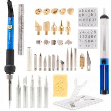 ”Blue Jet” TBJ60W pirograf/lemilo s potenciometrom od 60 W + set pribora za lemljenje drva i kositra