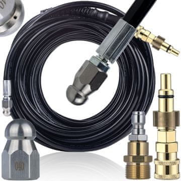 Rosfix HydroJet Pro 20M - crijevo za kanalizaciju M22 + Adapter 1/4" | Lavor Vertigo Ninja Parkside PHD | Mlaznica 3+1 | 200 bar