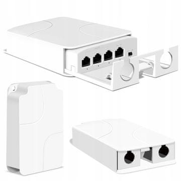 PoE repetitor | 1x ulaz 3x izlaz | 10/100 Mbps | IP55 | 30W | IEEE802.3af/at | VLAN | Vanjski | 150×98×34 mm