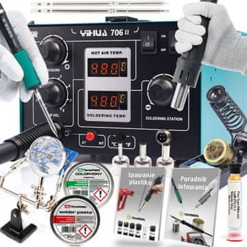 Yihua 706 II set lemilica + T12 vrhovi, pasta, kolofonij, fluks, rabljeno s povećalom