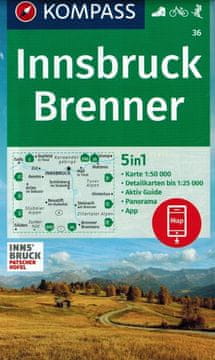Innsbruck, Brenner / Zillertal Alpe, Stubai Alpe, Otztal, Tuxer Alpe. Turistička karta 36. izdanje 2024.
