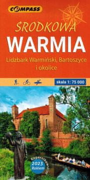 Compass Središnja Warmia. 1:75 000. Lidzbark Warmiński, Bartoszyce i okolica. Kaširana turistička karta. Kompas