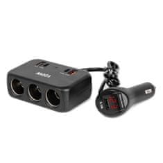AMIO Razdjelnik za upaljač s punjačem 2x USB-A 1x USB-C QC4.0 12V 24V 120W 80cm -04366