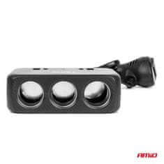 AMIO Razdjelnik za upaljač s punjačem 2x USB-A 1x USB-C QC4.0 12V 24V 120W 80cm -04366